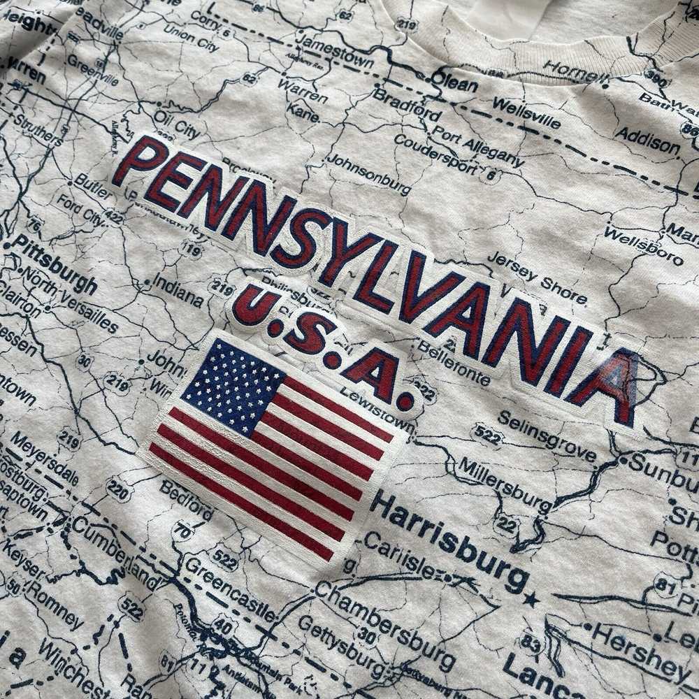 Tee Jays Vtg Pennsylvania Map All Over Print T-Sh… - image 5