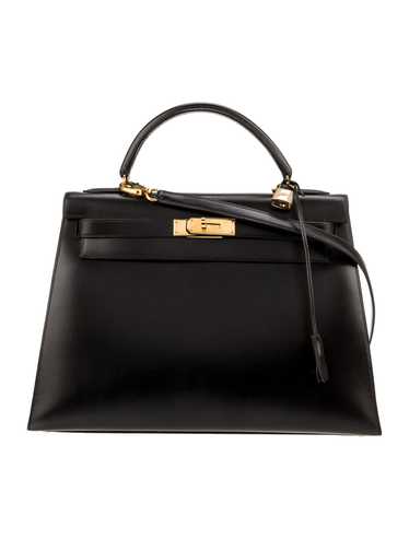 Hermès Top Handle Bag Vintage Noir Box Leather Gol