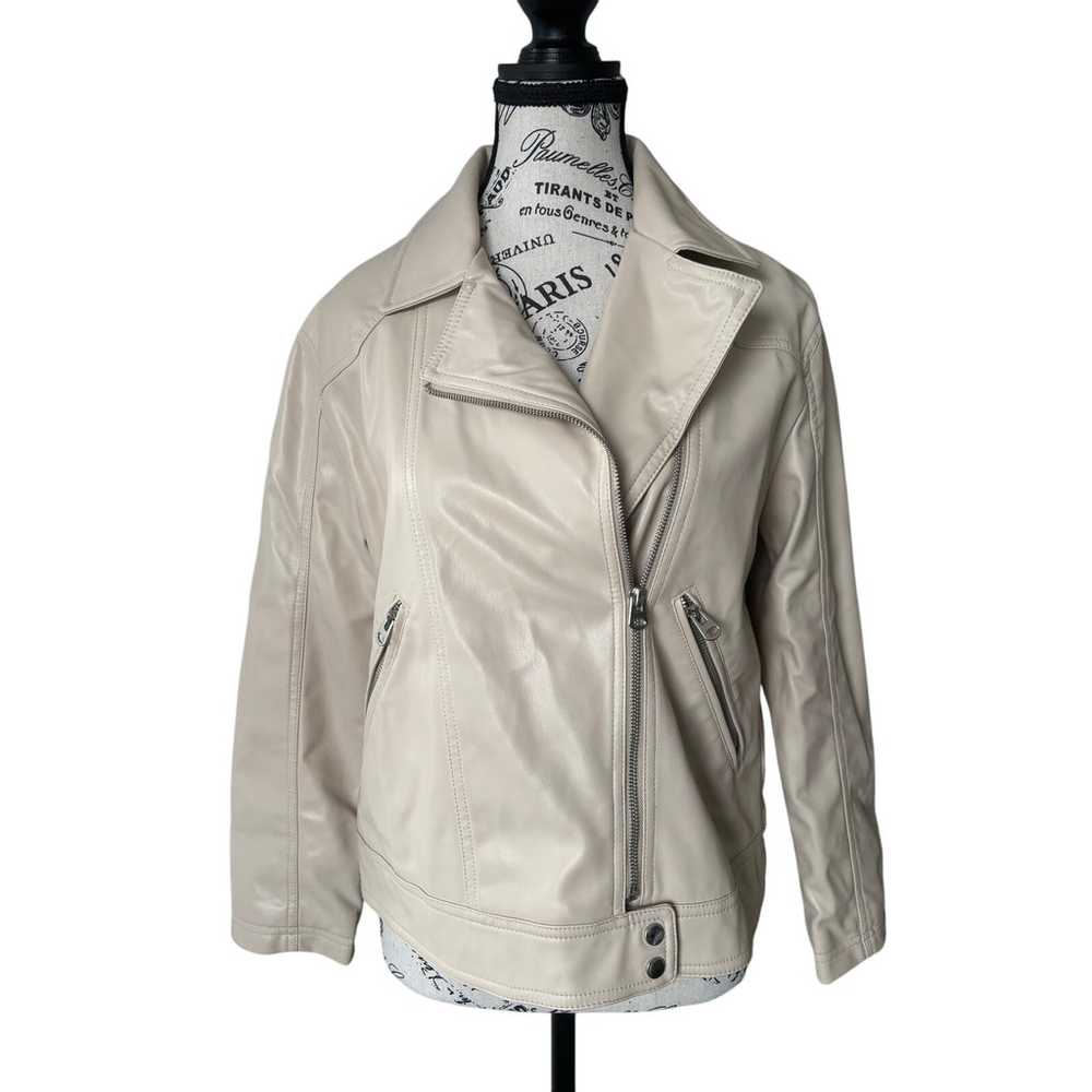 Zara Beige Faux Leather Biker Jacket - image 1