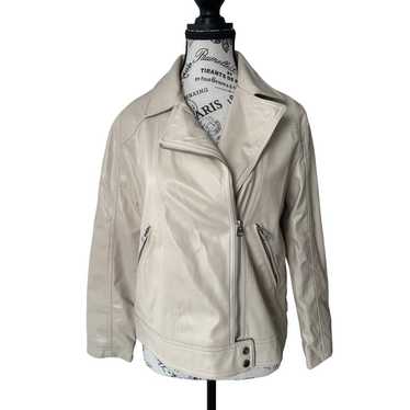 Zara Beige Faux Leather Biker Jacket - image 1