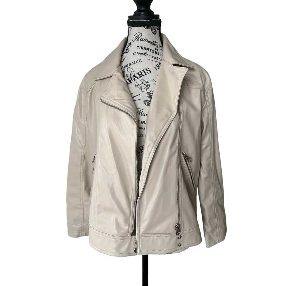 Zara Beige Faux Leather Biker Jacket - image 2
