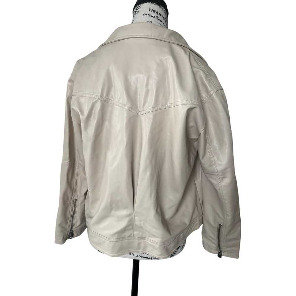 Zara Beige Faux Leather Biker Jacket - image 3
