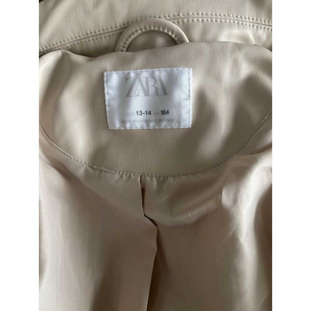 Zara Beige Faux Leather Biker Jacket - image 4