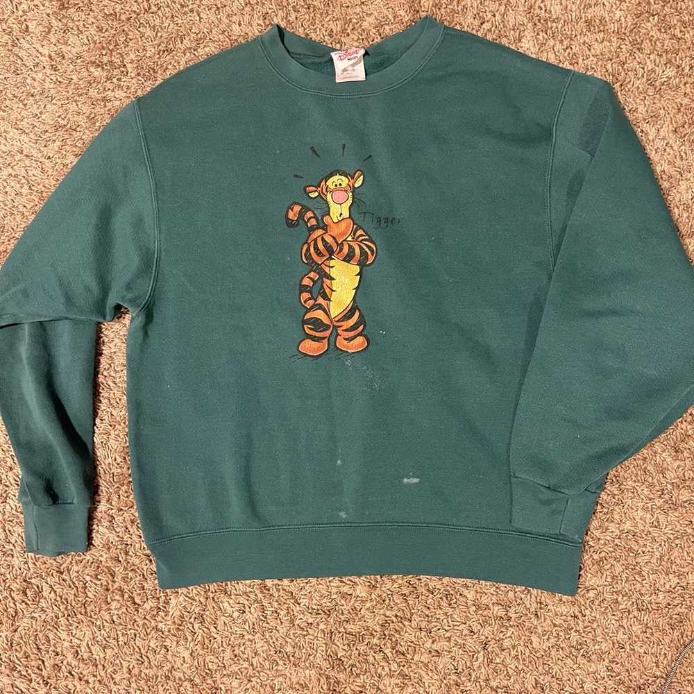 Vintage Green Winnie the Pooh Tigger crewneck swe… - image 1