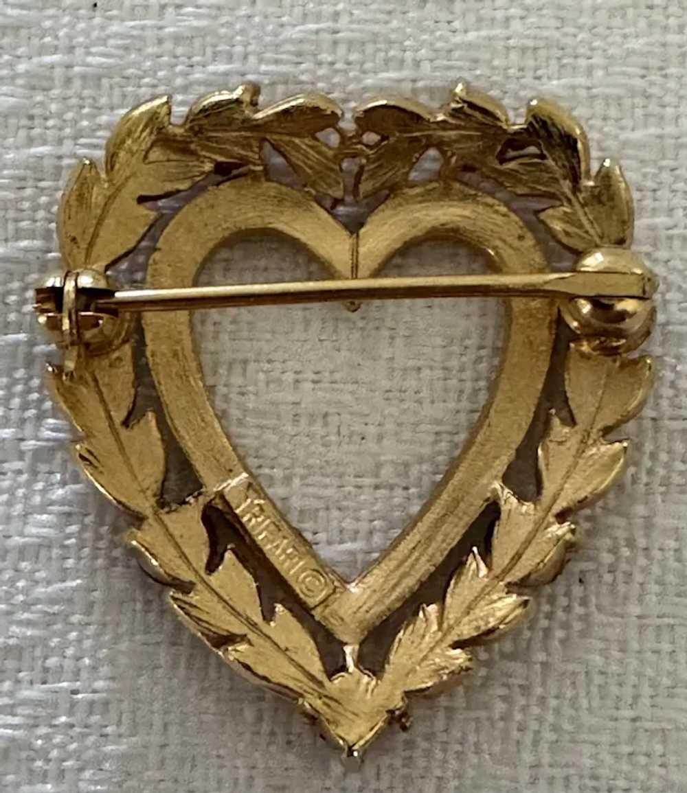 Vintage Crown Trifari Signed Heart Multi- Color R… - image 4