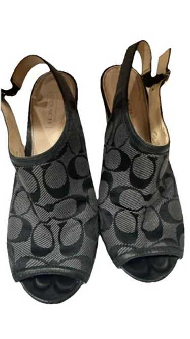 靴 Coach Peeptoe Logo Fabric Wedges (Black) 靴 Coach Peeptoe Logo Fabric Wedges (Black) Coach | Shoes