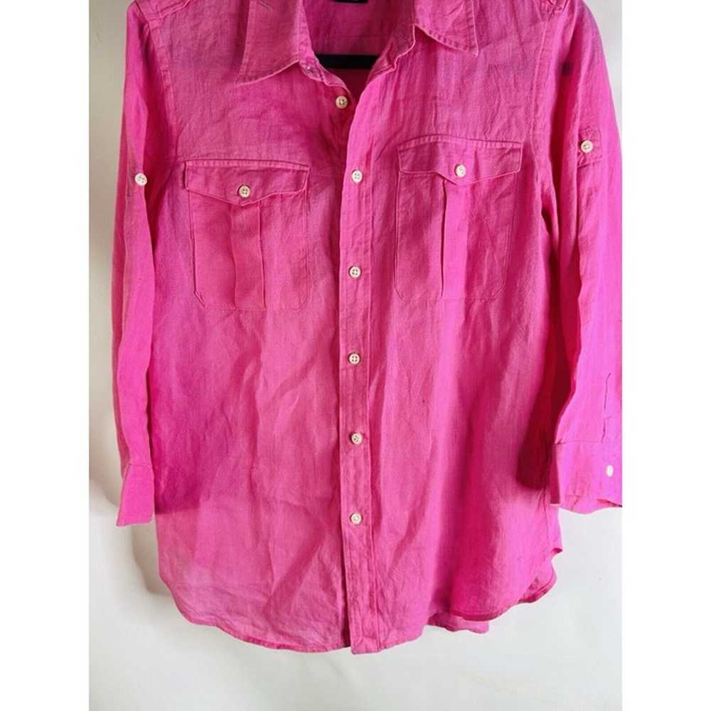 Vintage 90s Ralph Lauren Womens 12 Linen Roll Sle… - image 3