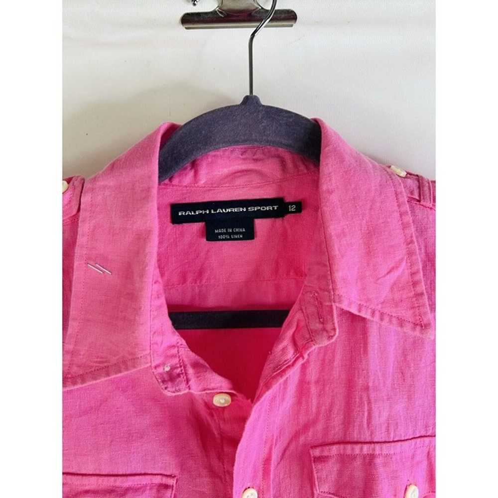 Vintage 90s Ralph Lauren Womens 12 Linen Roll Sle… - image 4