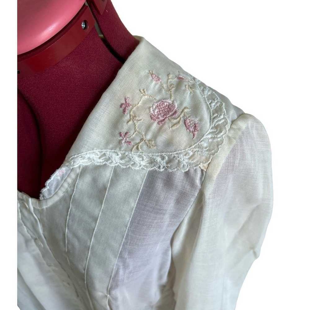 Jessica Gunnie Vintage Embroidered Cream Cotton B… - image 7