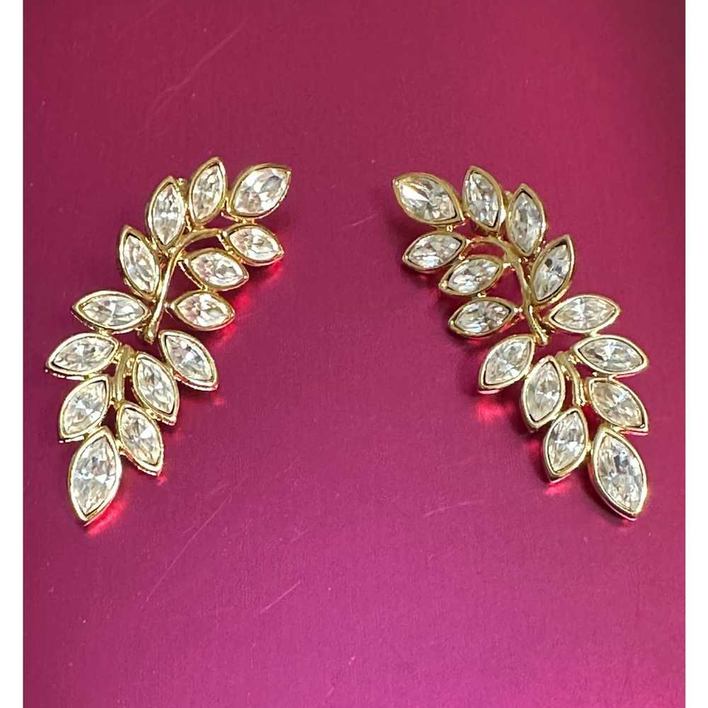 Vintage Kenneth Jay Lane Goldtone Marquise Rhines… - image 1