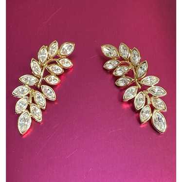 Vintage Kenneth Jay Lane Goldtone Marquise Rhines… - image 1