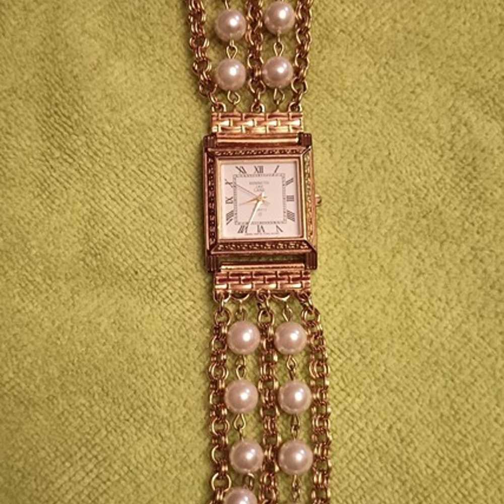 Vintage KJL Faux Pearl Watch - image 1