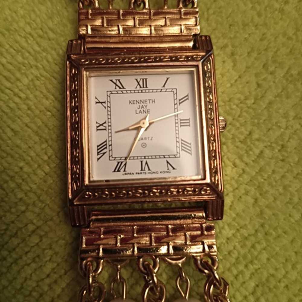 Vintage KJL Faux Pearl Watch - image 6