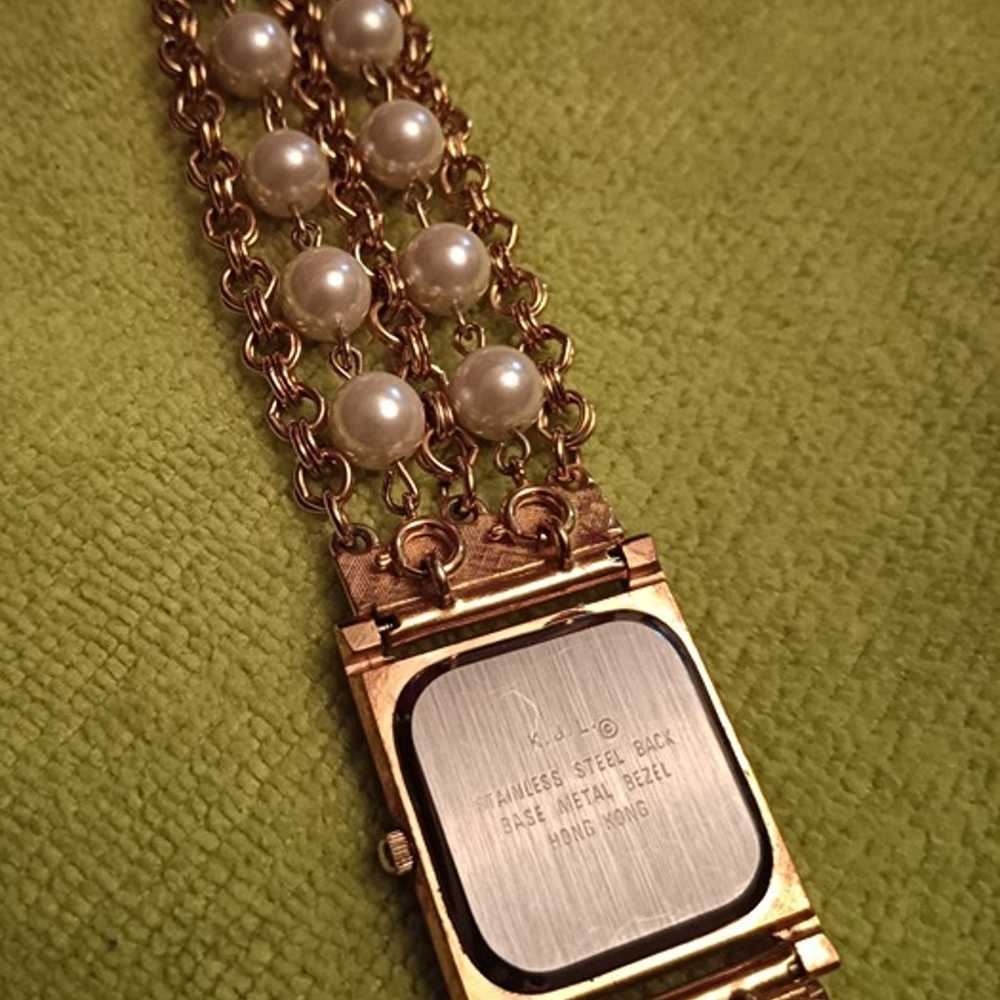 Vintage KJL Faux Pearl Watch - image 7