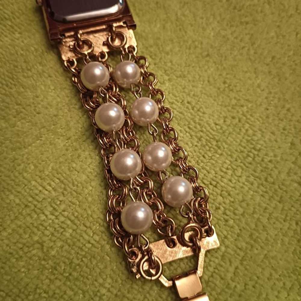 Vintage KJL Faux Pearl Watch - image 8
