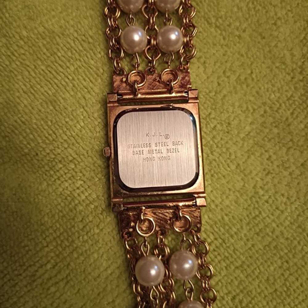 Vintage KJL Faux Pearl Watch - image 9