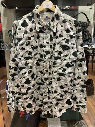 Bape Bape Button Down Grey Camo