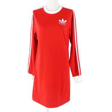 新品 コラボ adidas x Gucci 長袖 Tシャツワンピース レッドXS