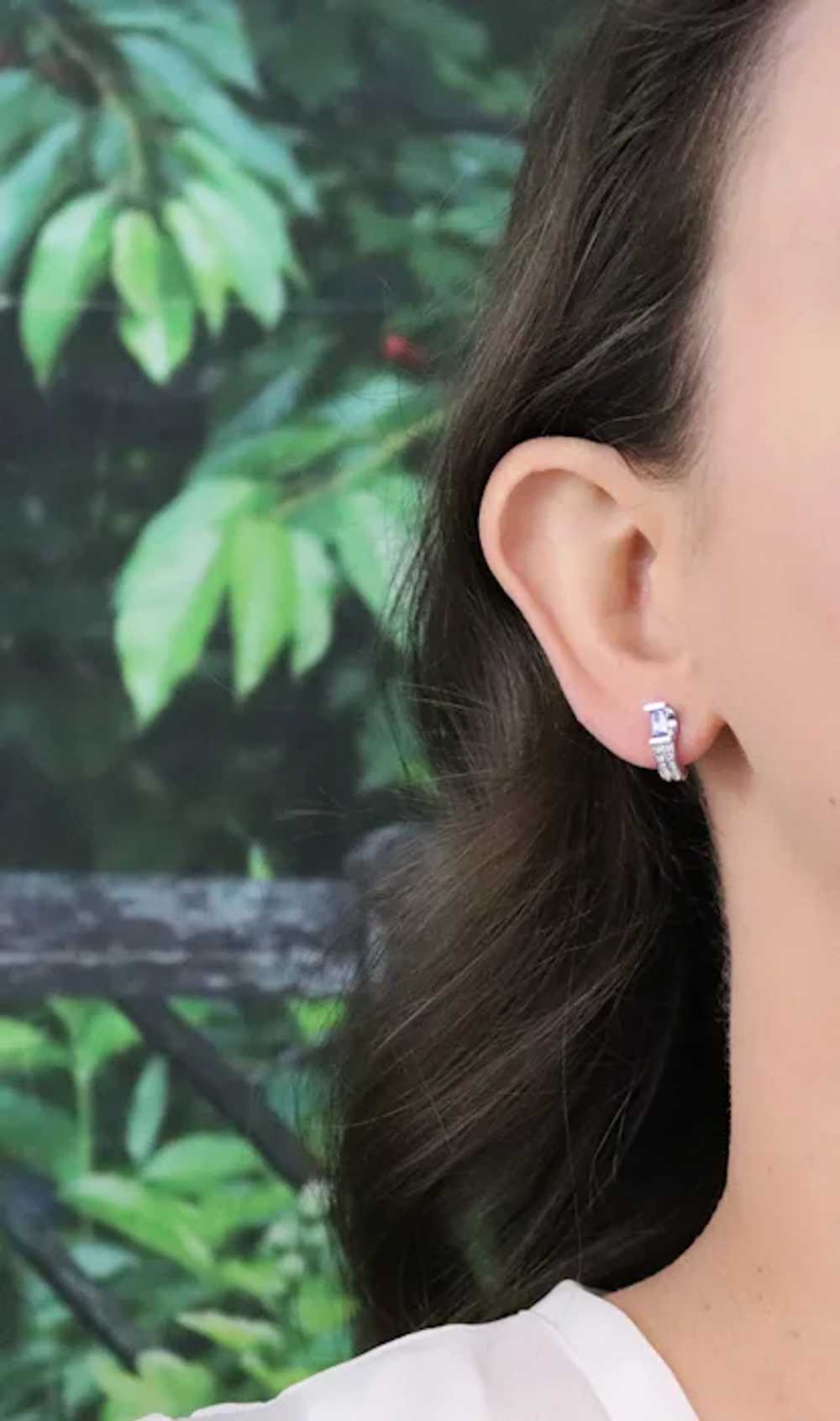 14k White Gold Natural Tanzanite & Diamond Earrin… - image 2