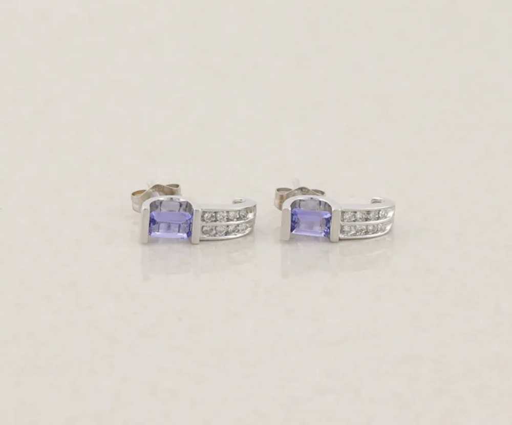 14k White Gold Natural Tanzanite & Diamond Earrin… - image 6