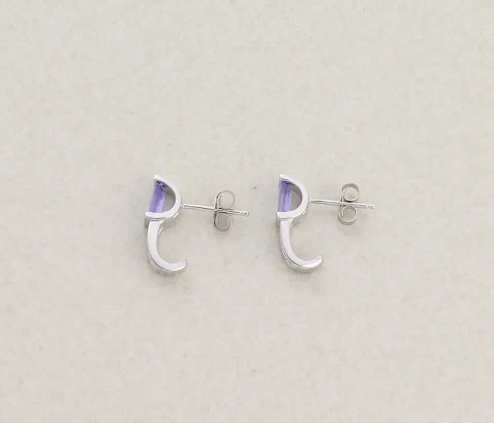 14k White Gold Natural Tanzanite & Diamond Earrin… - image 7