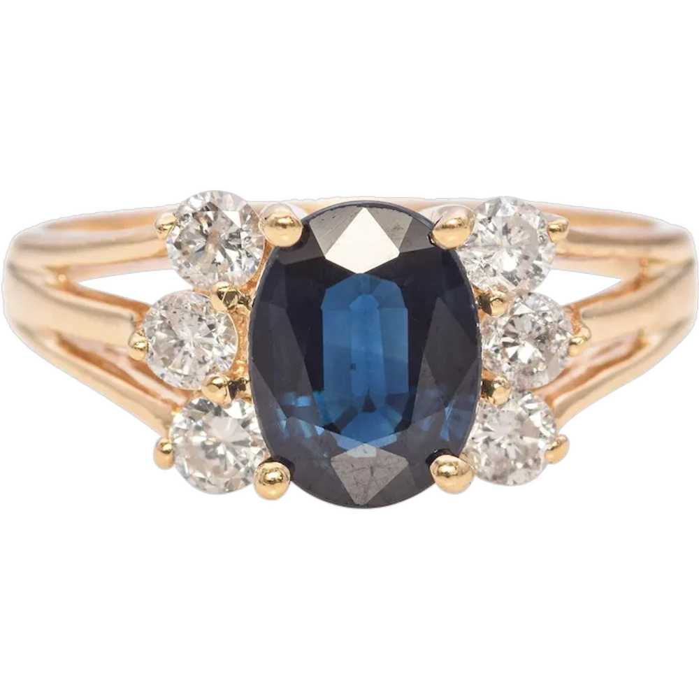 Vintage 14k Yellow Gold Sapphire and Diamond Ring - image 1