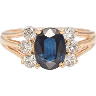 Vintage 14k Yellow Gold Sapphire and Diamond Ring - image 1