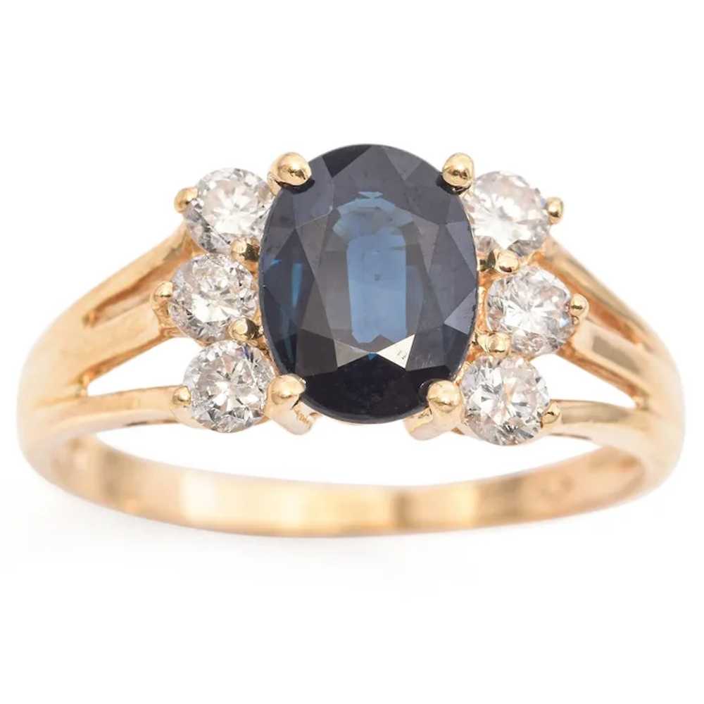 Vintage 14k Yellow Gold Sapphire and Diamond Ring - image 2