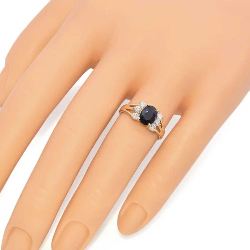 Vintage 14k Yellow Gold Sapphire and Diamond Ring - image 3