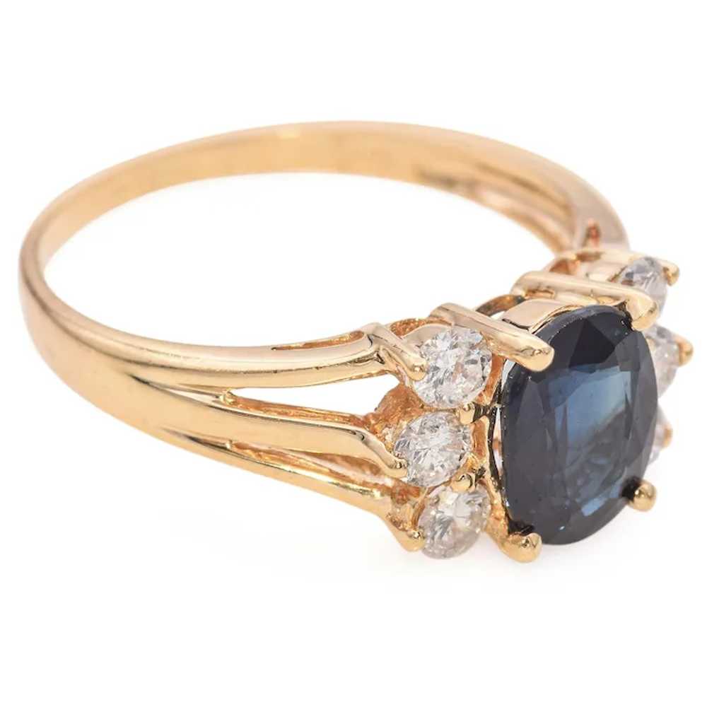 Vintage 14k Yellow Gold Sapphire and Diamond Ring - image 4