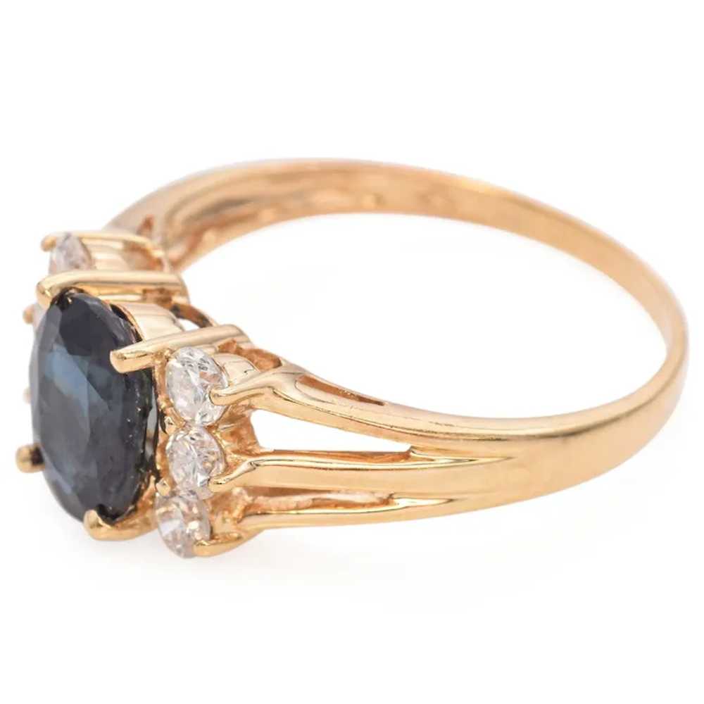 Vintage 14k Yellow Gold Sapphire and Diamond Ring - image 5