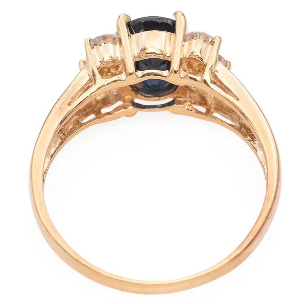 Vintage 14k Yellow Gold Sapphire and Diamond Ring - image 6