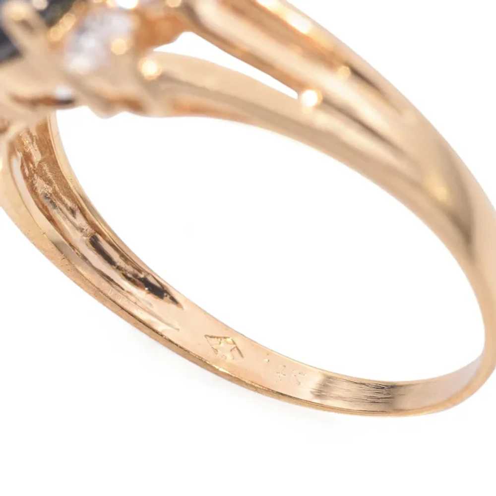 Vintage 14k Yellow Gold Sapphire and Diamond Ring - image 7