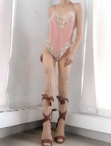 pink & creme lace bodysuit