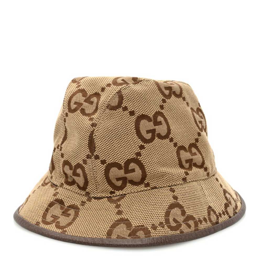 GUCCI Monogram Jumbo GG Bucket Hat XL Camel Ebony… - image 1