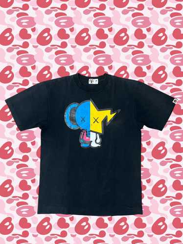 BAPE × kaws skullsta big face T-shirt Black A Bathing Ape