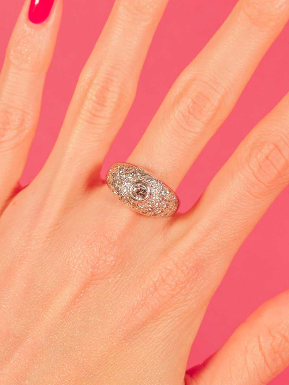 18k White Gold Diamond Dome Ring - image 1
