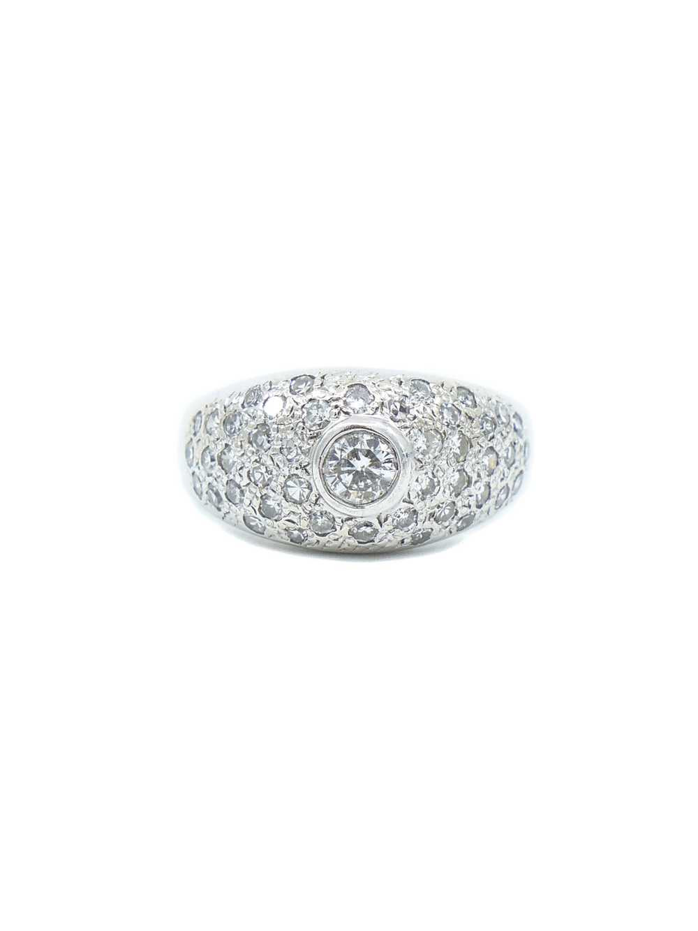 18k White Gold Diamond Dome Ring - image 2