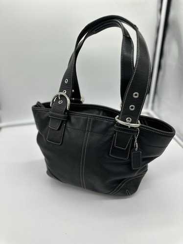 バッグ Coach Soho Black Leather Satchel Bag Coach Vtg. Soho Iconic Black Leather Boho Satchel Accent