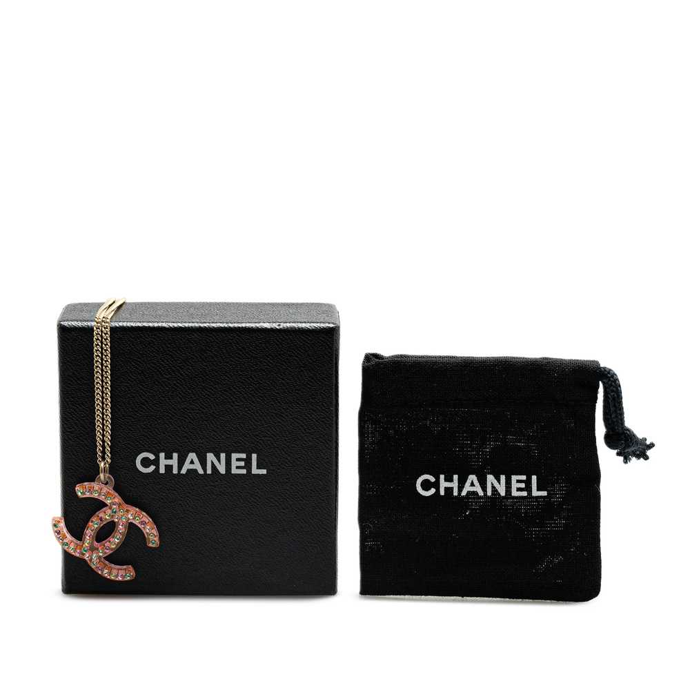 Gold Chanel Gold Plated Resin Crystal Pendant Nec… - image 5