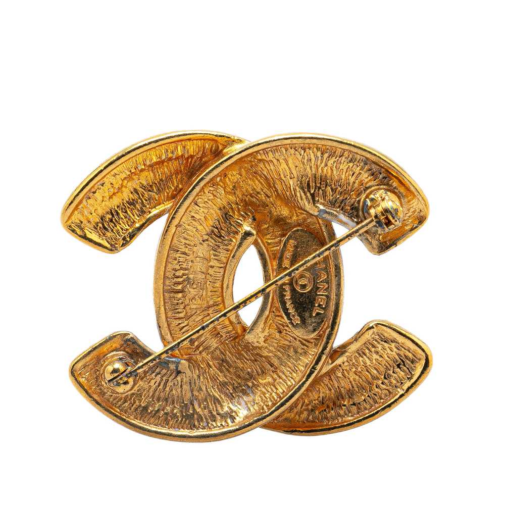 Gold Chanel Gold Plated CC Quilted Brooch - image 2