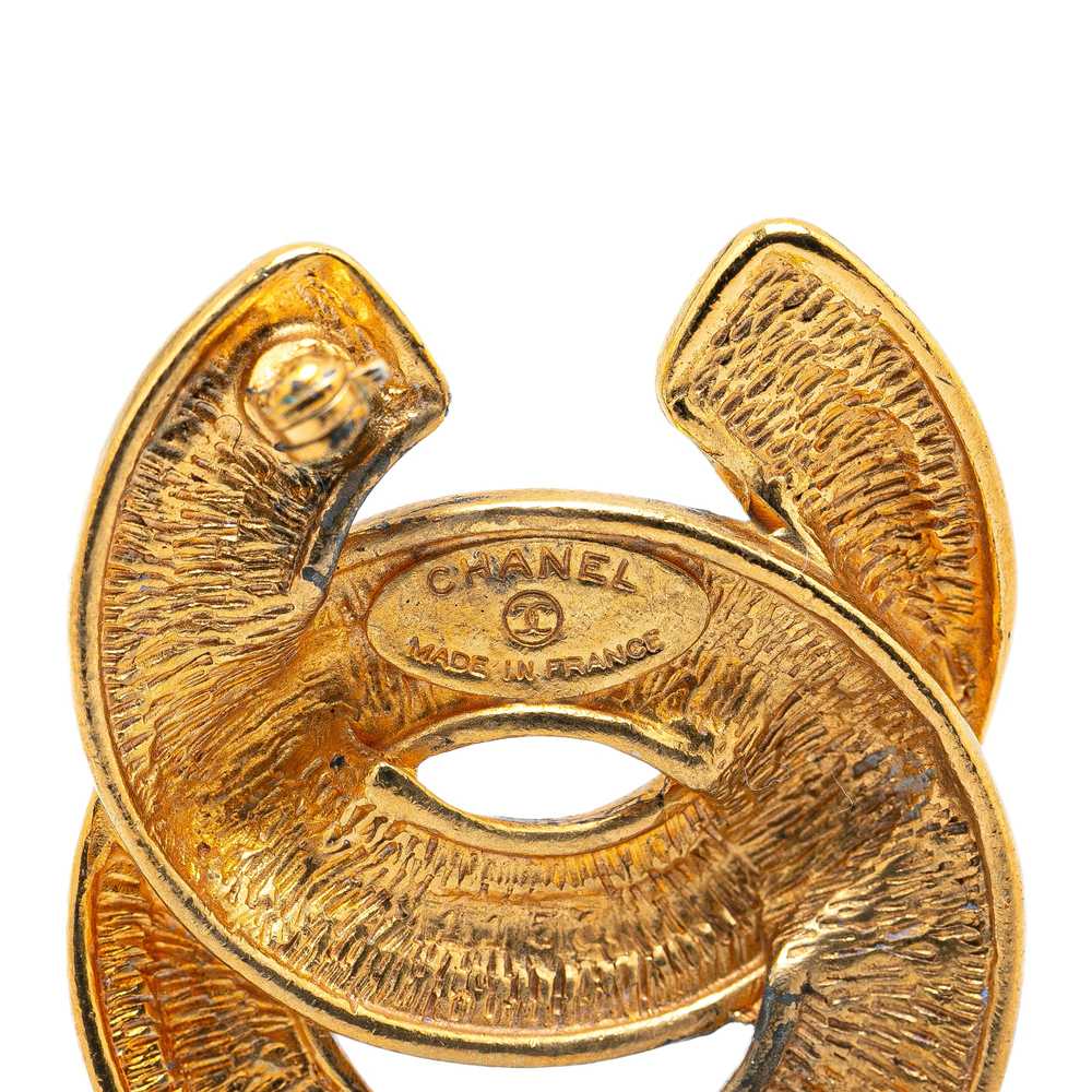 Gold Chanel Gold Plated CC Quilted Brooch - image 3