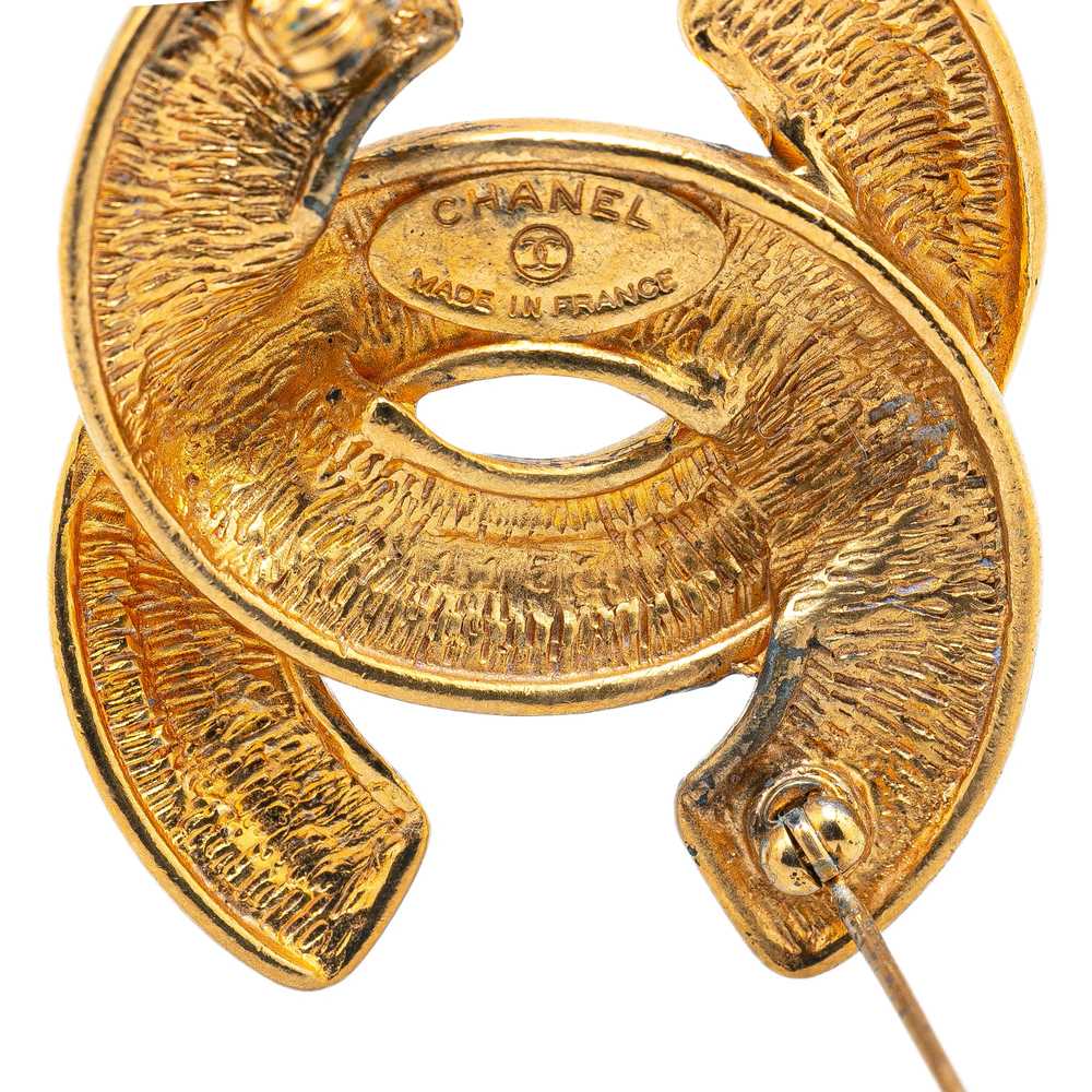 Gold Chanel Gold Plated CC Quilted Brooch - image 4