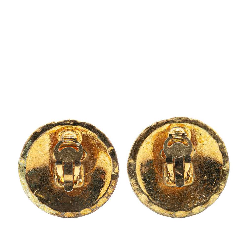 Gold Chanel Gold Plated CC Quilted Clip On Earrin… - image 2
