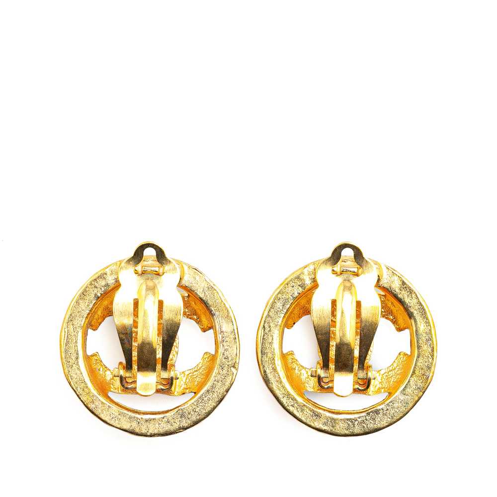 Gold Chanel Gold Plated CC Round Clip on Earrings - image 2