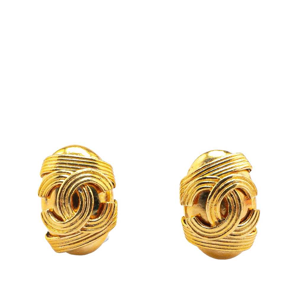 Gold Chanel Gold Plated CC Clip On Earrings - image 1