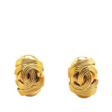 Gold Chanel Gold Plated CC Clip On Earrings - image 1