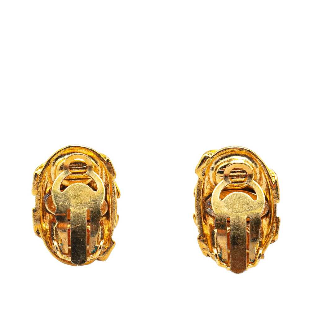 Gold Chanel Gold Plated CC Clip On Earrings - image 2
