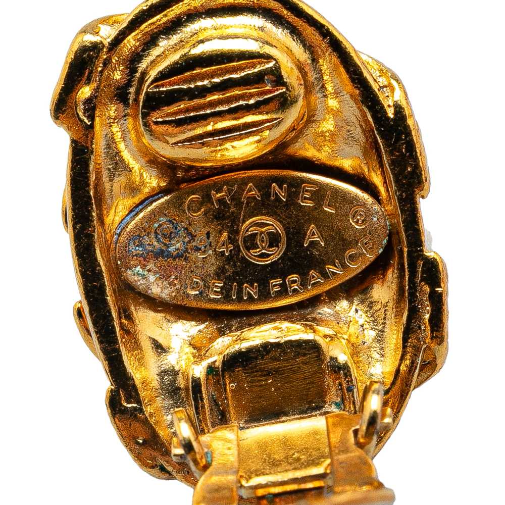 Gold Chanel Gold Plated CC Clip On Earrings - image 3