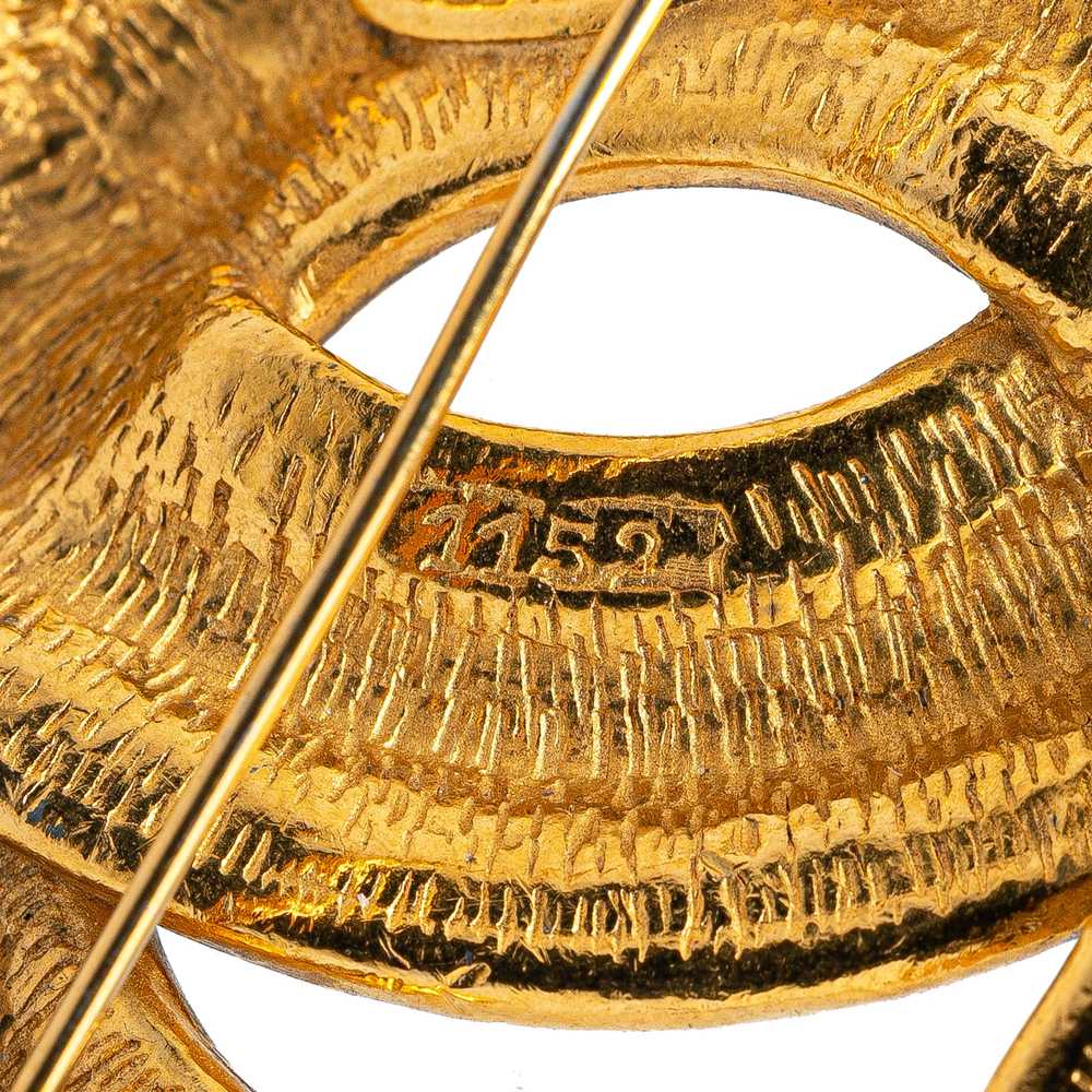 Gold Chanel Gold Plated CC Quilted Brooch - image 4